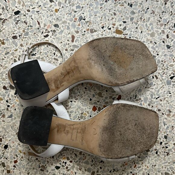 Sergio Rossi white silver block sandal prince heel 36 US 6 - Picture 11 of 11